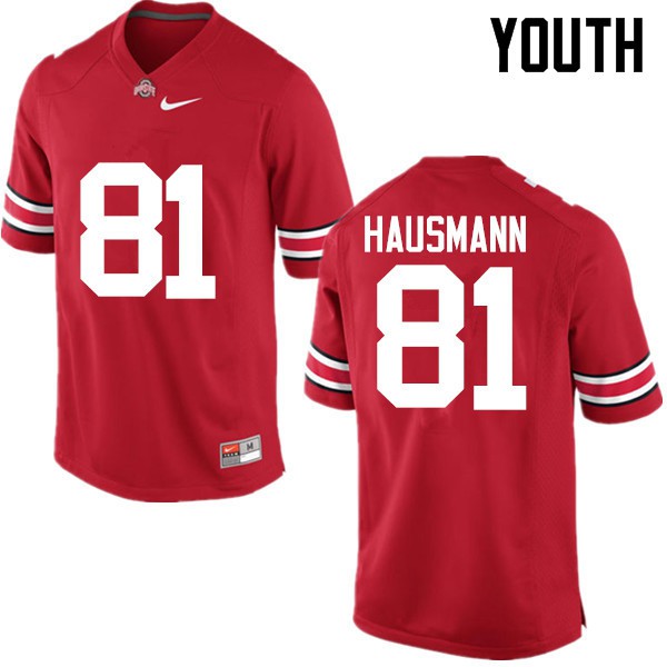 Ohio State Buckeyes #81 Jake Hausmann Youth Player Jersey Red OSU34282